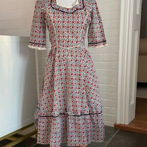 Colonial Colonel Americana Revolutionary Historical Calico Print Dress Size 6